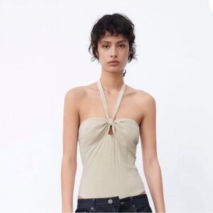 NWT ZARA Ribbed Halter Bodysuit